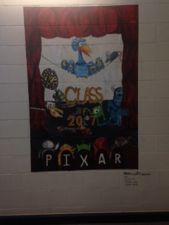 The Pixar themed sophomore stairwell mural