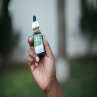 A bottle of CBD oil, commonly applied on the skin. Photo by Creative Commons.