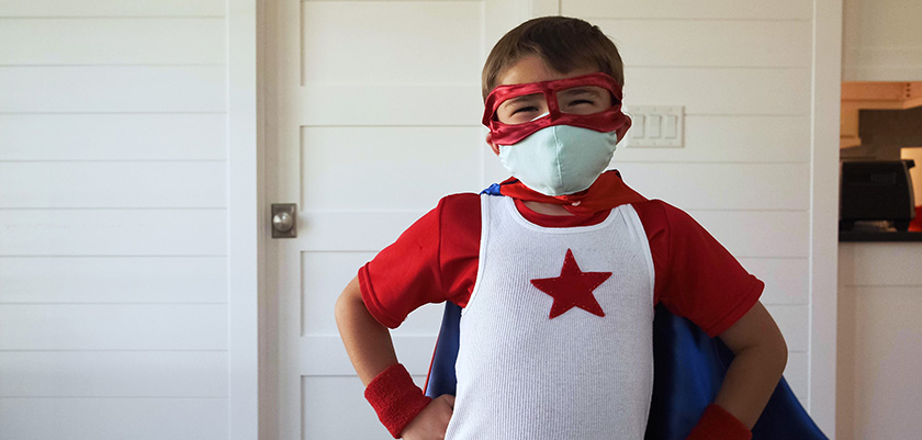 A young man having fun while staying safe on Halloween - Photo via VTDigger