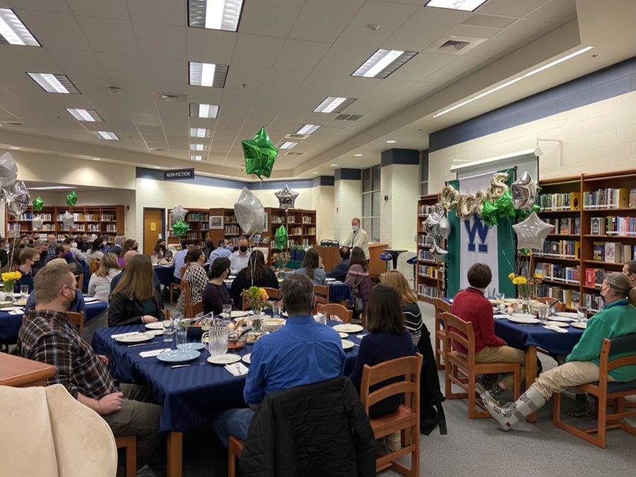 A photo of the Excellence in Education Banquet taken by Geri Fiore. 