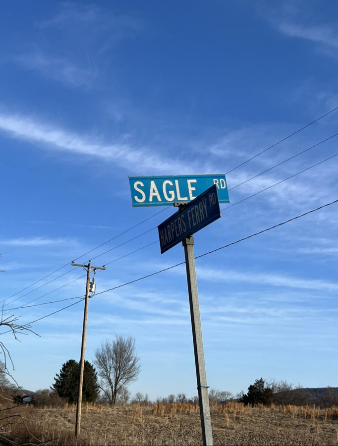 The corner of Sagle and Harpers Ferry Road, where numerous fliers were found.