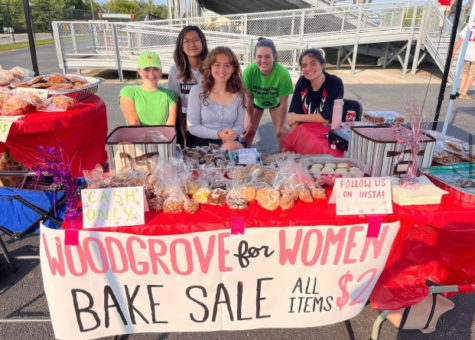 Members of the Woodgrove for Women Executive Board at a bake sale.