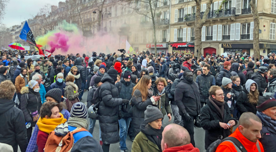 Paris, France - Thousands of people protest against the pension bill on January 19th, 2023.