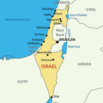 A current map of Israel depicting major cities and the division between Israel and Palestine. Photo provided by Creative Commons.