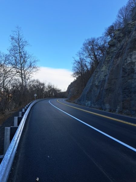 Picture of the new rock barriers and road improvements. Photo provided by West Virginia Department of Transportation.