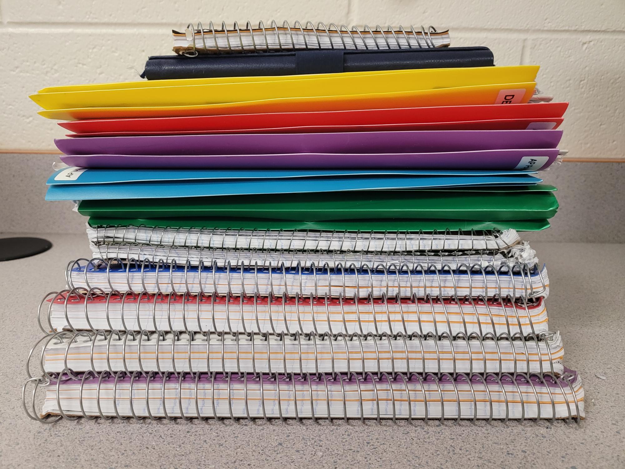 Photo of students notebooks and folders. Provided by Jillian Lewis.