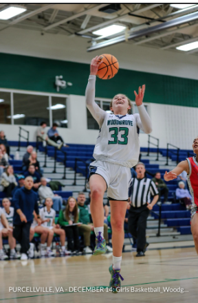 Photo of Sadie Shores making a layup against Riverside on December 14, 2023. Photo provided by Katey Jackson. 