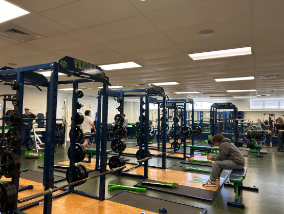 The Woodgrove weight room the players use to workout in during the off-season. Photo provided by Ethan Tehan. 
