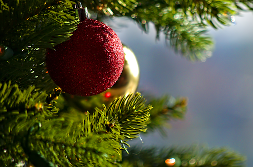 Ornaments on a Christmas tree. Photo provided by Creative Commons.