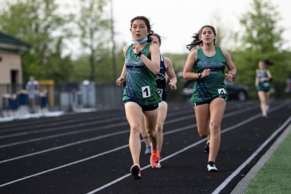 Senior Emily Tran competing in a track meet. Photo provided by Emily Tran. 