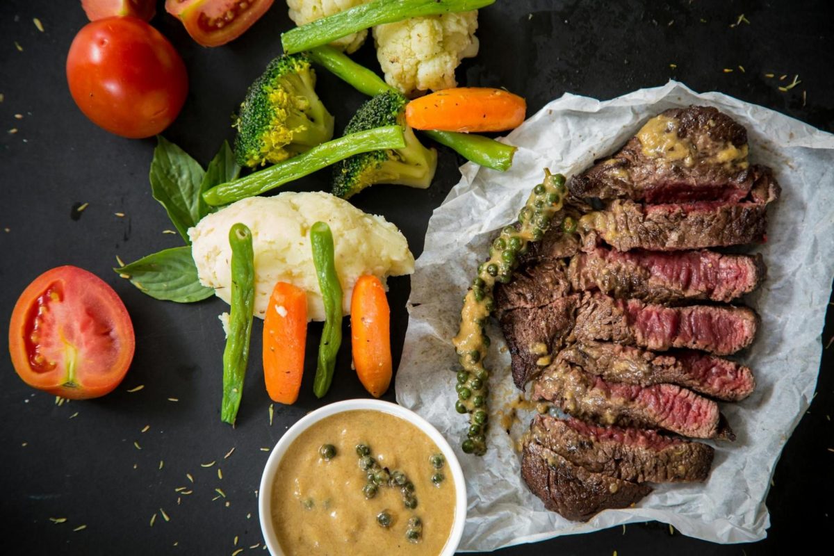 Plate of brazilian steakhouse meal.  Photo provided by Maalidate Van from Pexels.