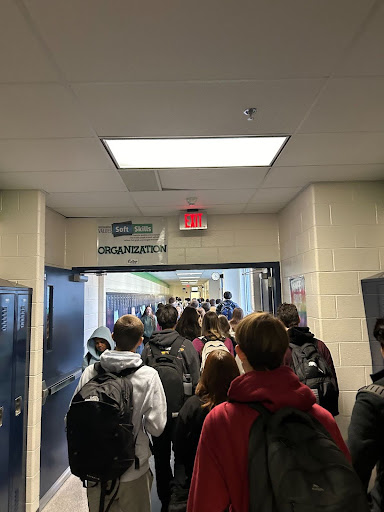 Photo of Woodgrove High School students in the hallway during class change. Photo taken by Addison Clarke.