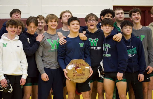 The Woodgrove Wrestling team at the Jefferson Duals after winning the 2024 championship. Photo provided by Zac Hartley.