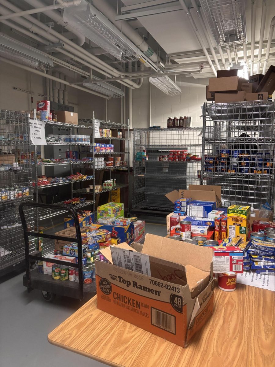 Woodgrove High School’s food pantry being restocked with donations. Photo provided by Vivien Wohlfeil.