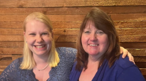 Mrs. Katherine Corrado and Mrs. Diana Shea (from left to right) at Corrado’s baby shower in 2022. Photo provided by Mrs. Corrado.