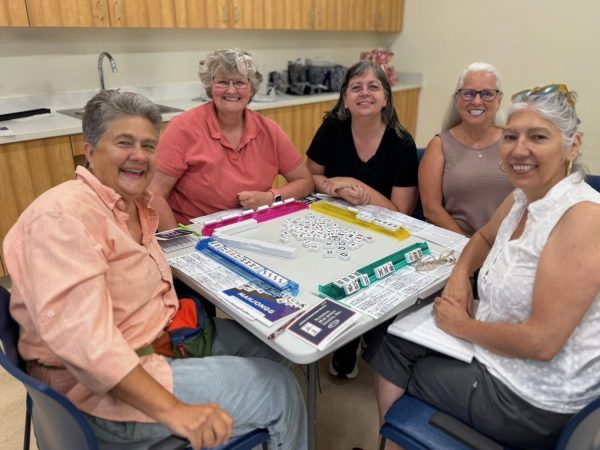 Mahjong club member Tina Cheatham playing Mahjong at the Lovettsville Community Center. Photo provided by Tina Cheatham.