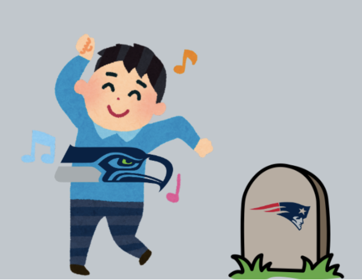 The Seahawks dancing on the Patriots grave. Graphic made by Lucca Marraccini.